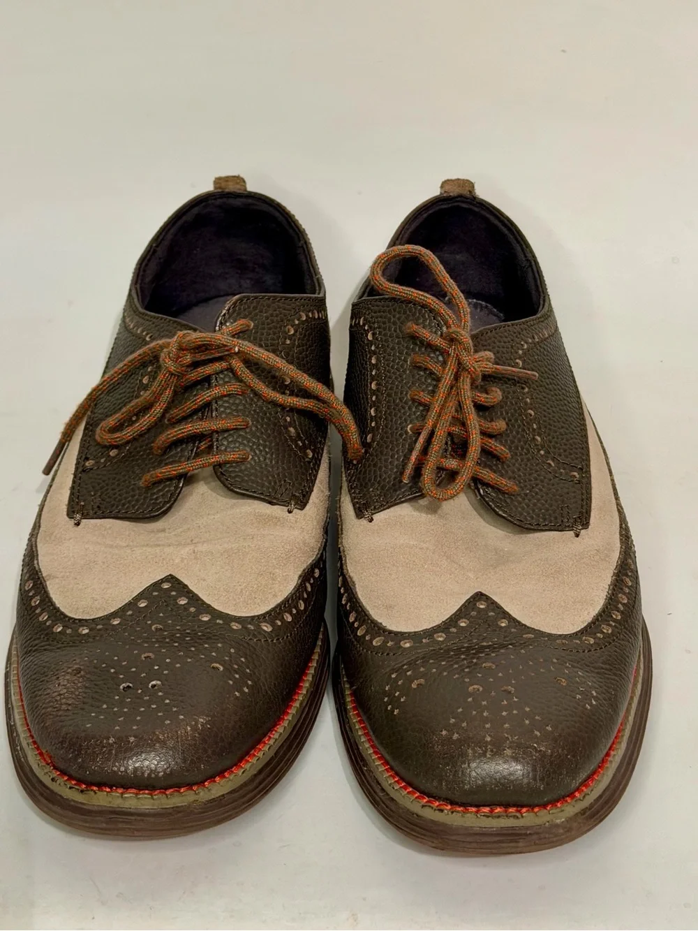 COLE HAAN Men’s 9.5 OriginalGrand Short Wingtip Oxford Men's Brown Dress Shoes